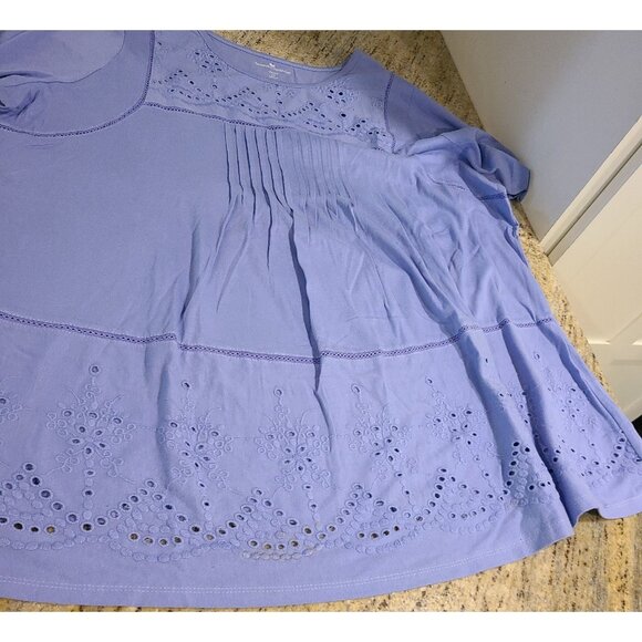 New? Lot of 2 Plus Size 26/28 Woman Within Stretch Shirt Short Sleeve Eyelet Tie - Picture 9 of 14